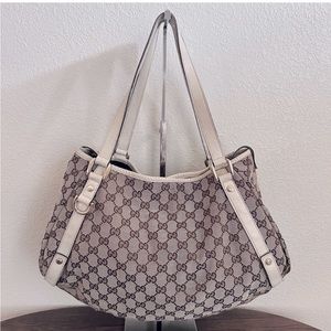 AUTHENTIC GUCCI Canvas D-Ring Shoulder Bag